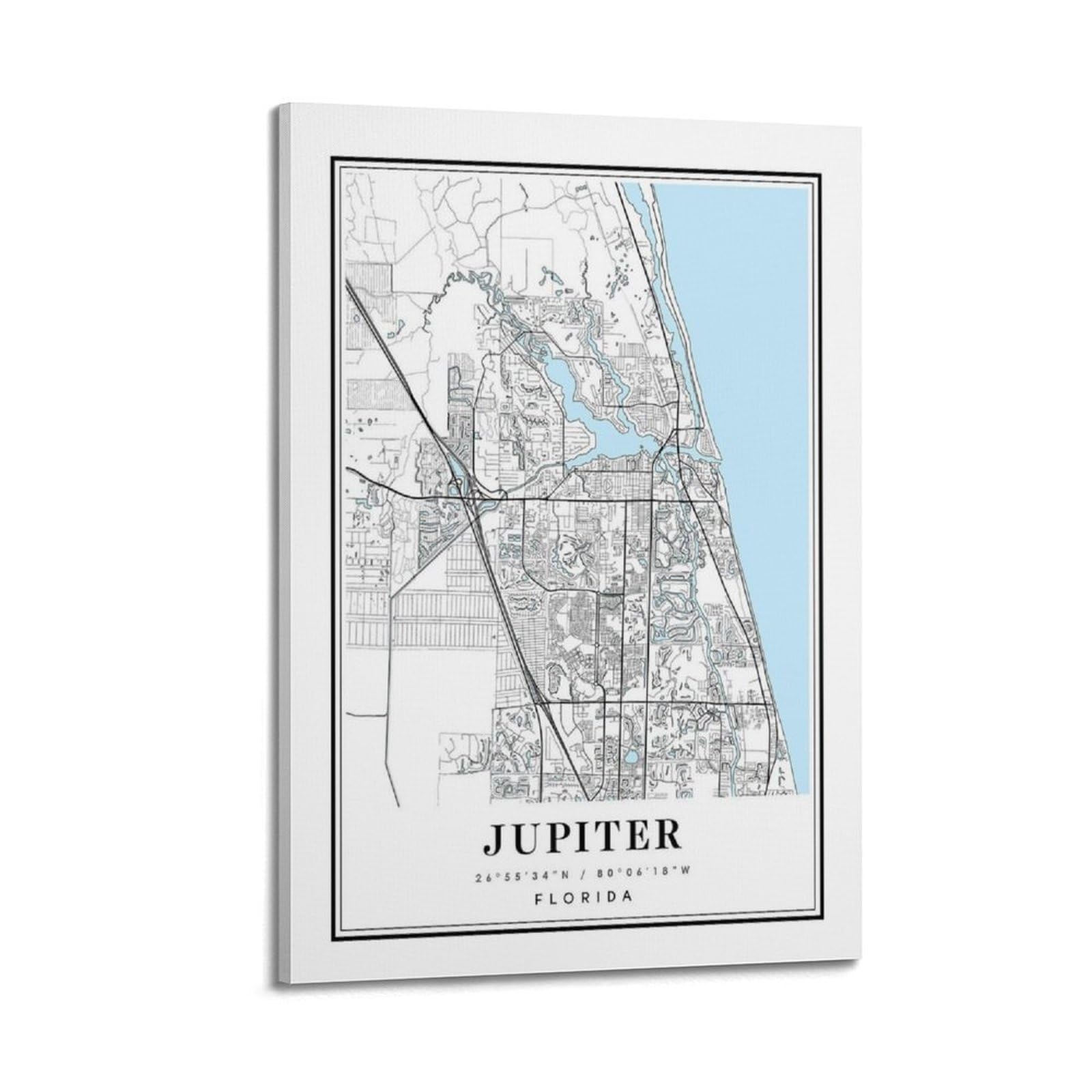 xiaoxiaoshen Jupiter Florida Map Canvas Poster Wall Art Prints Room Aesthetic Murals Bedroom And Living Decorations 20x30inch(50x75cm)