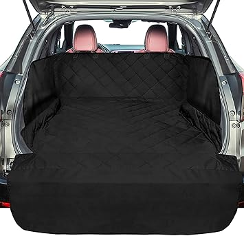 F-color SUV Cargo Liner for Dogs, Waterproof Pet Cargo Cover with Side Flap Protector Dog Seat Cover Mat for SUVs Sedans Vans with Bumper Flap, Non-Slip, Large Size Universal Fit, Black