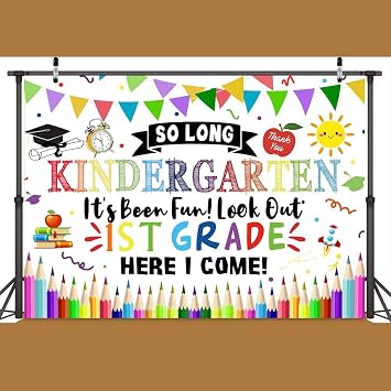Drgilau 7x5ft Kindergarten Graduation Backdrop, Class of 2024, White, Polyester