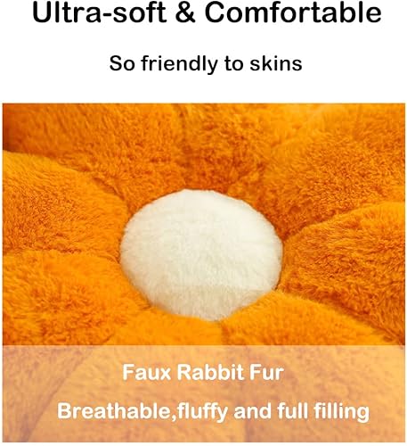 Miniatura 4 de Almohada de flores peludas, almohada en forma de flor, bonita almohada de suelo verde para sala de estar, silla de oficina, cojín de asiento de