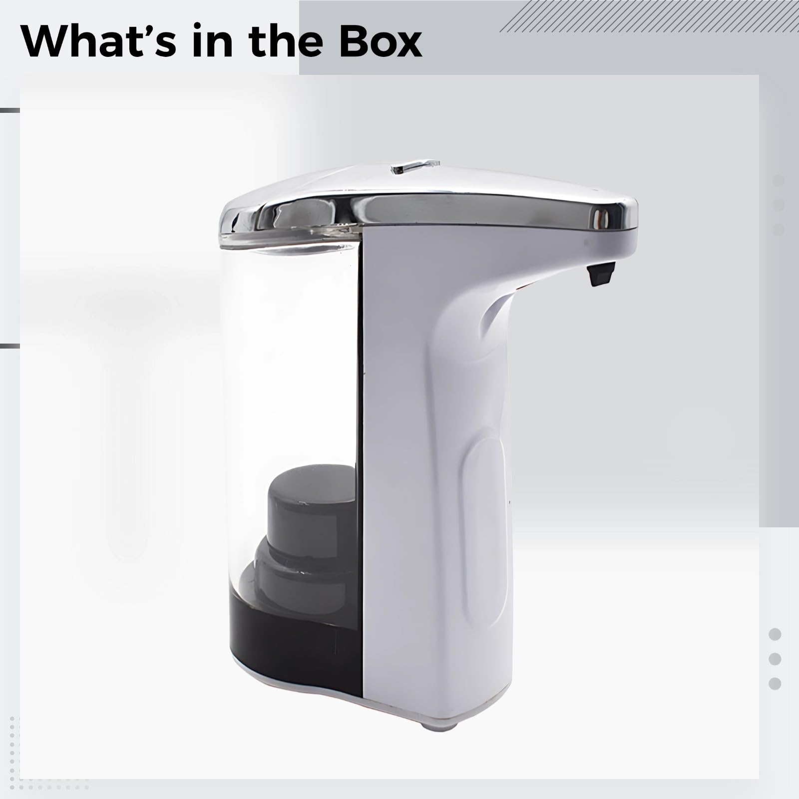 Dispenser automatico di sapone liquido, senza contatto, capacità 250 ml, regolazione a 5 livelli, alimentazione a batteria, materiale ABS PC per cucina e bagno