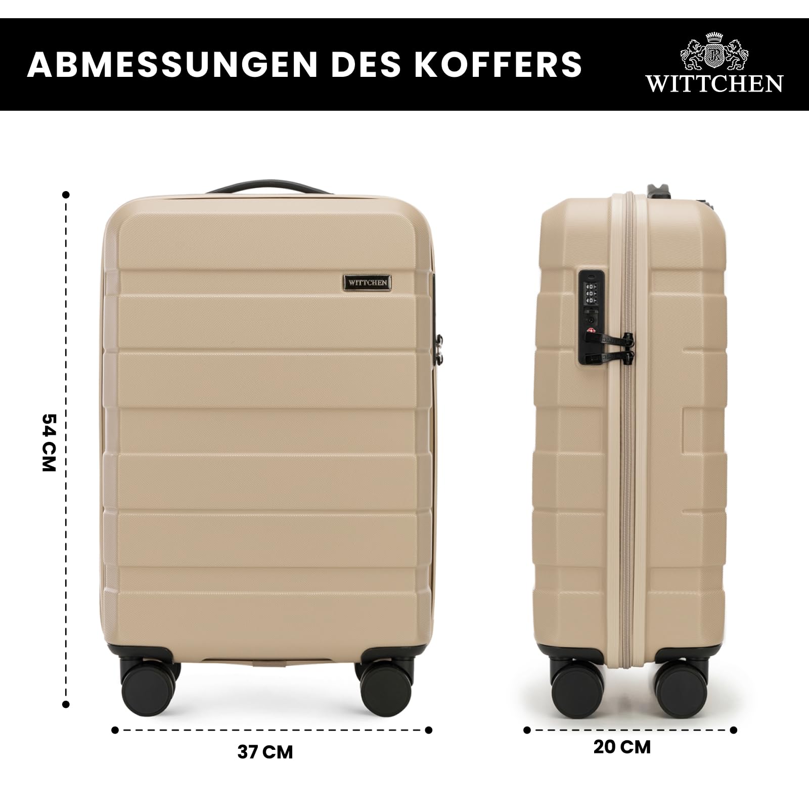WITTCHEN COMODO Line Koffer Handgepäck Gepäck-Set aus ABS Teleskopgriff TSA Schloss 4 Doppelräder