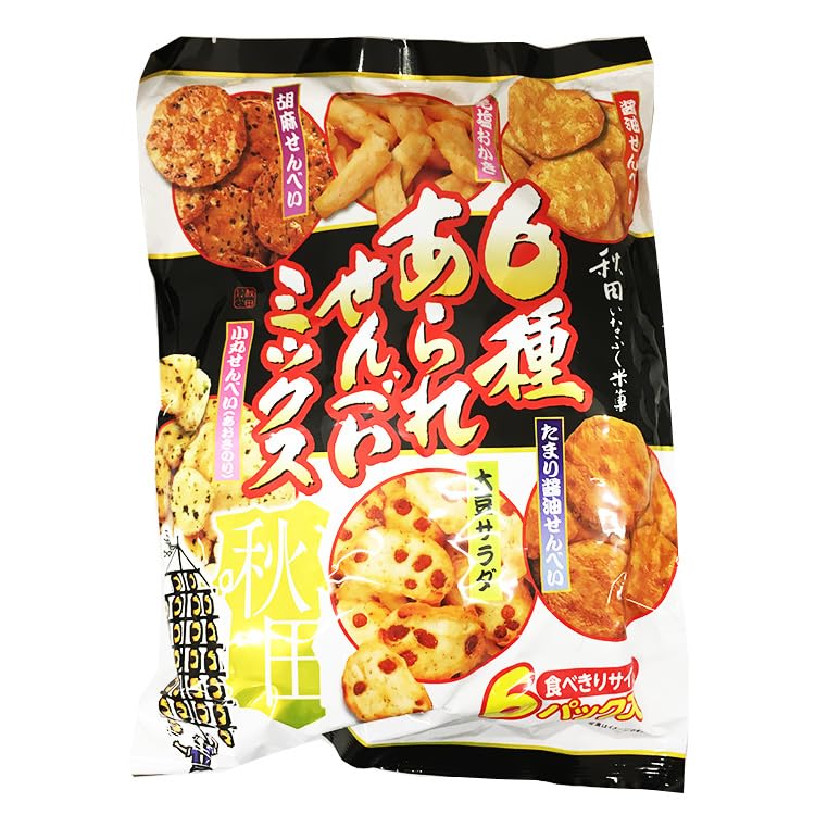 Amazon | 6種あられせんべいミックス 215g 秋田 いな ふく米菓×1個