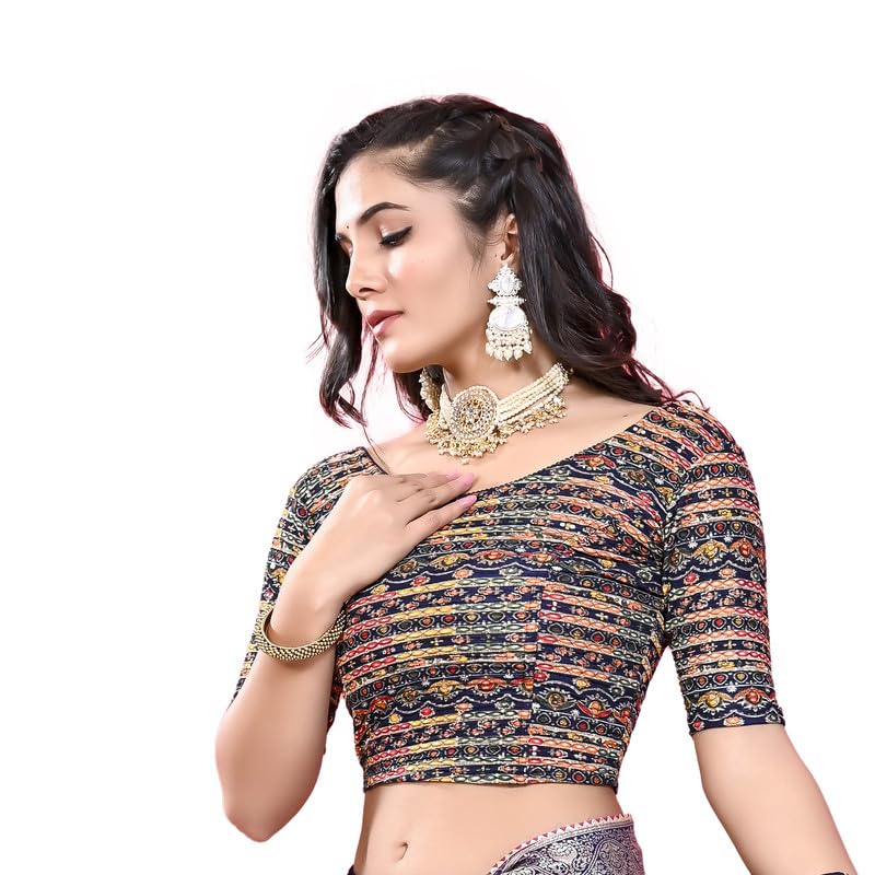 Image of Colorful Street Cotton Stretchable Round Neck Printed Blouse
