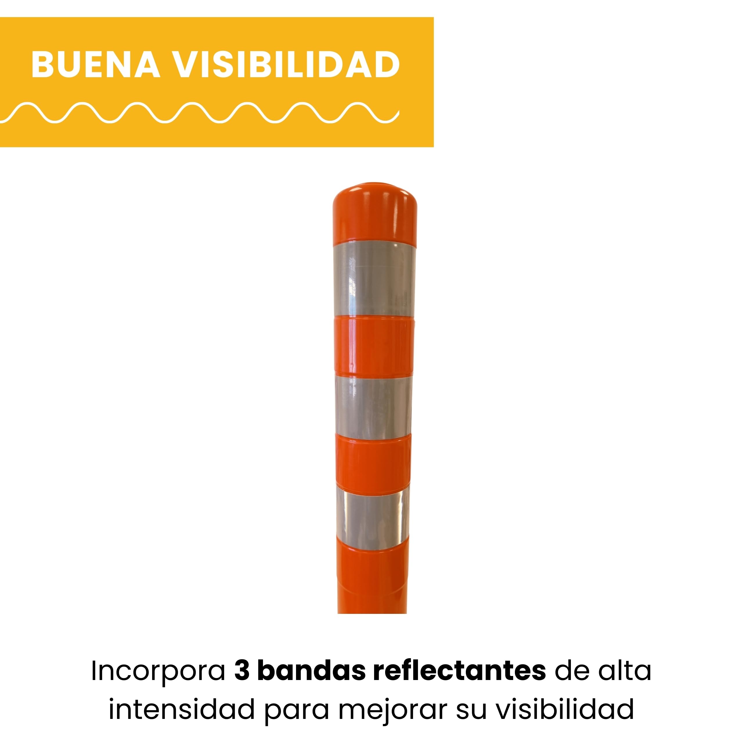 PARKING FACIL | Borne de signalisation flexible avec bandes réfléchissantes | Taille : 75 cm | Vis incluses | 1 unité (orange)