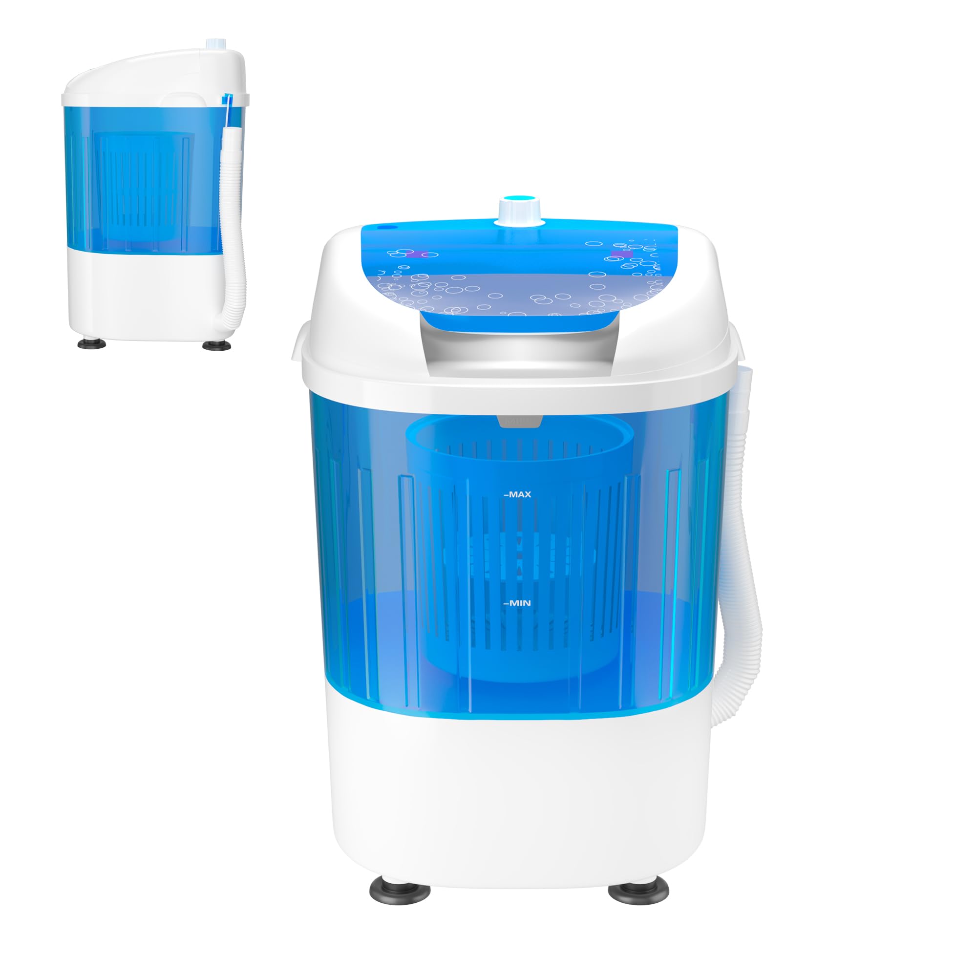 SOARS Mini Waschmaschine mit Schleuder, Camping waschmaschine bis 2 KG, mobile Reisewaschmaschine 170W mit Abflussschlauch, Waschmaschine Toploader, 36 x 34 x 51cm