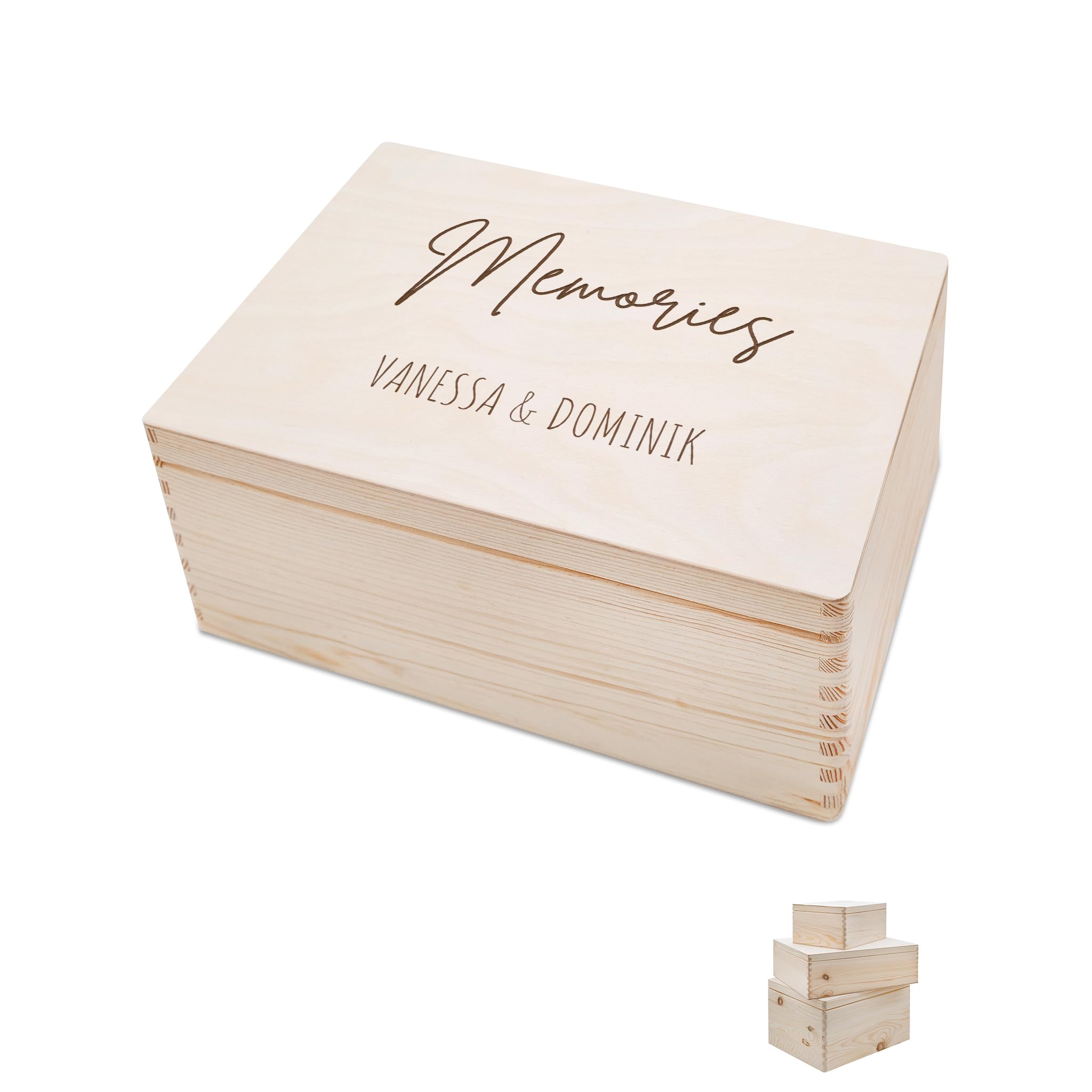 Bärenfreunde - Personalisierte Erinnerungsbox mit Spezial-Druck - Erinnerungsbox Holz als Geburt Geschenk, Hochzeit Geschenk, Führerschein Geschenk, Dankeschön (Memories, S | Klappdeckel)