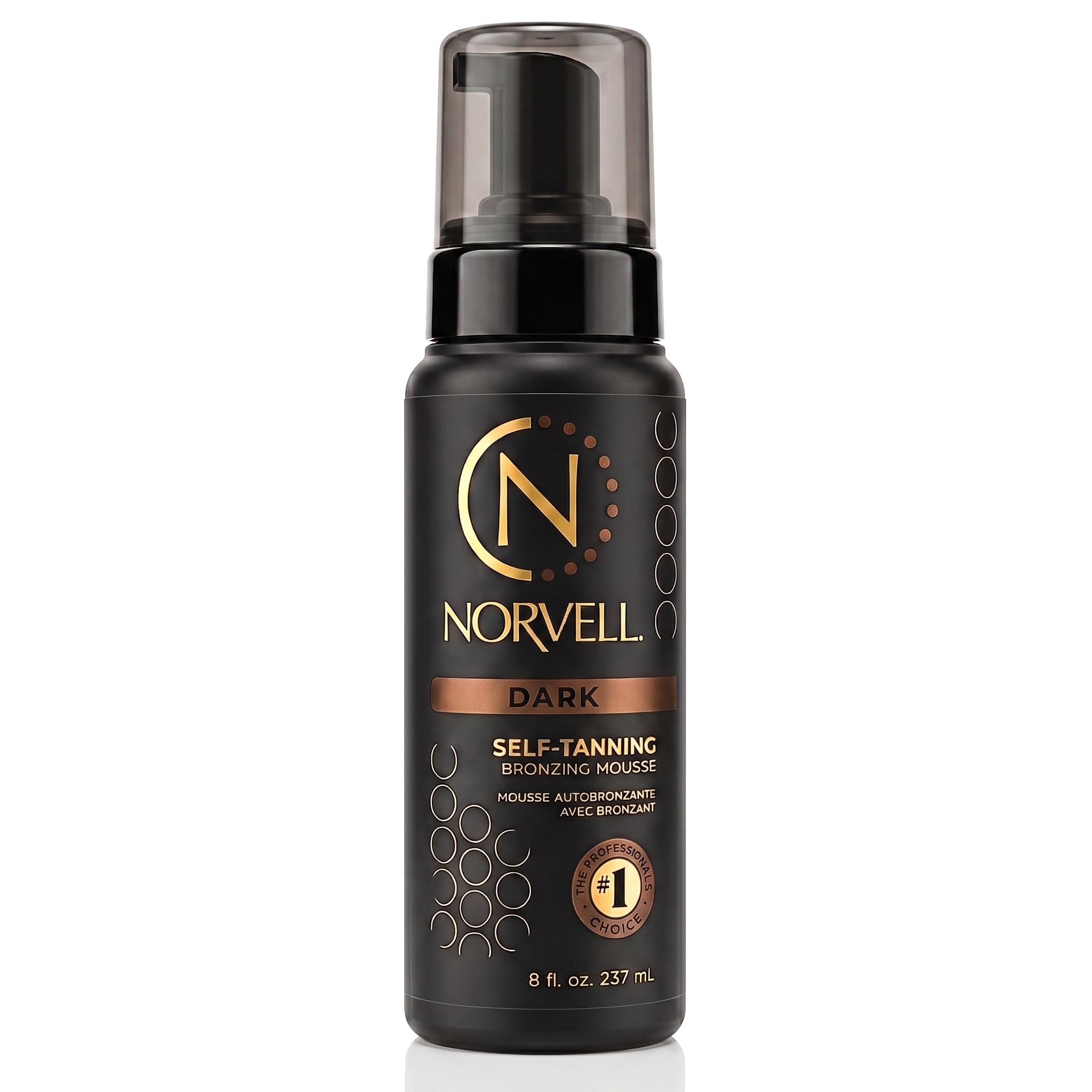 Norvell Sunless Dark Self Tanner Mousse with Bronzer 8 fl oz – Instant Natural Looking Fake Tan for a Bronzing Glow, Streak Free, Fast Drying, Long Lasting Sunless Tanning Color Dark Mousse 8 Fl Oz