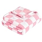 Yurhap Checkered Baby Blanket for Girls Pink Fleece Baby Blankets for Girls Boys, Warmer Comfort Lightweight Bed Blanket for Toddlers Infants or Newborn, 30\'\'x40\'\', Pink