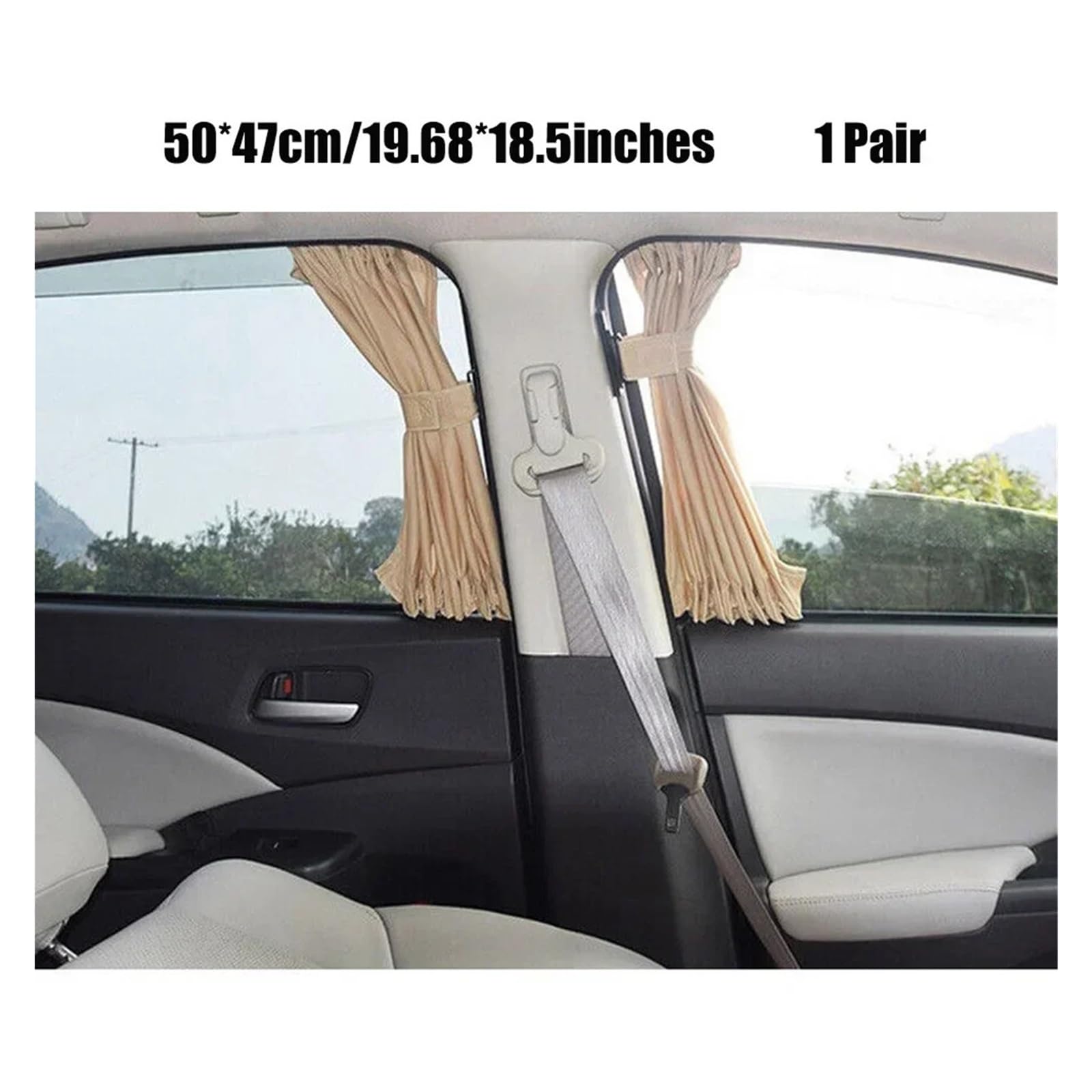 Rideau Voiture Lot de 2 Rideaux Pare-Soleil Beiges for Voiture ou fourgonnette, Protection UV, intimité, 50 x 47 cm