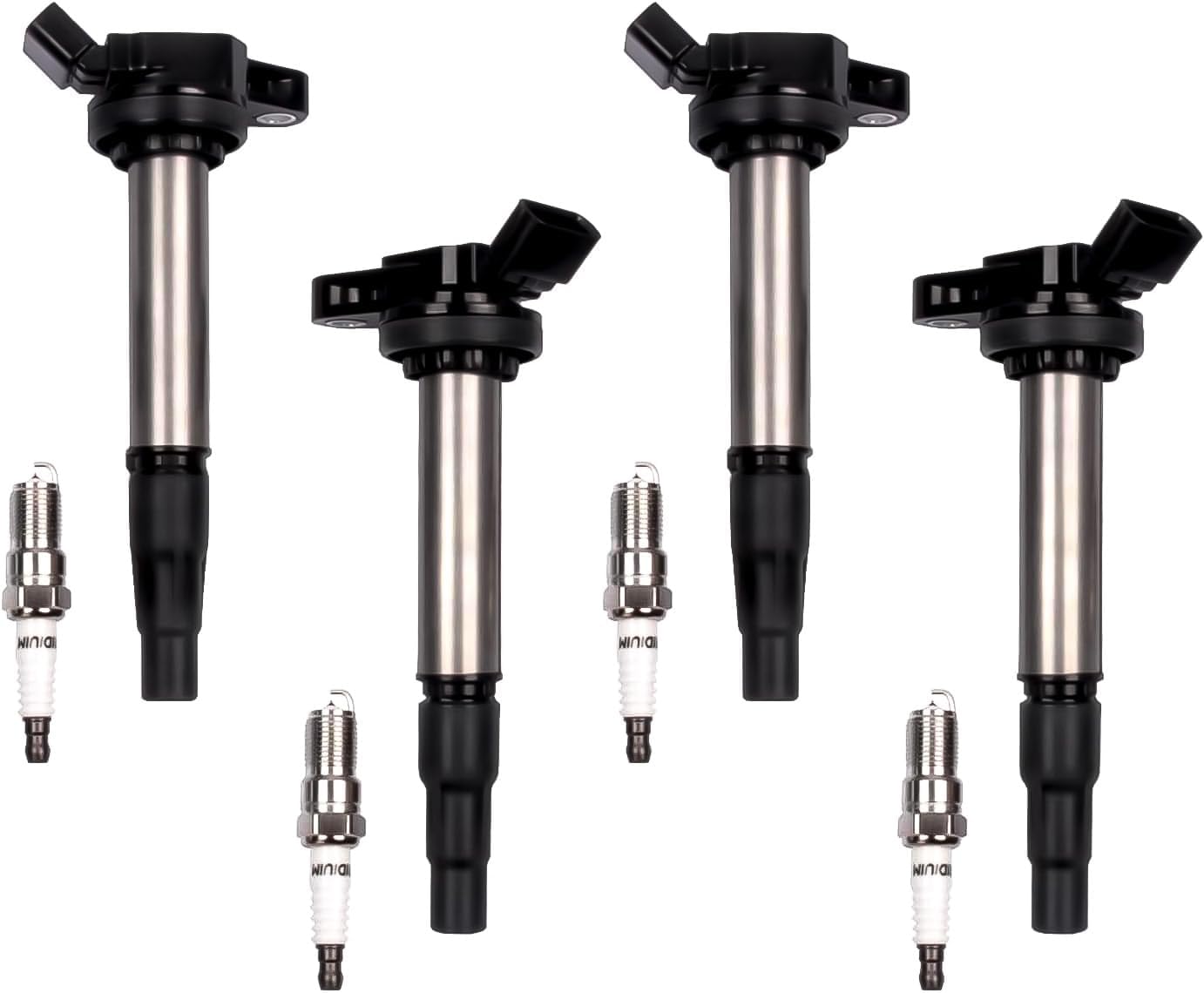 Ignition Coils Pack and Spark Plugs 0986AG0711 UF596 UF619 Compatible with 2010-2015 Prius 2009-2015 Corolla 2011-2015 CT200h 2008-2014 xD,Set of 4