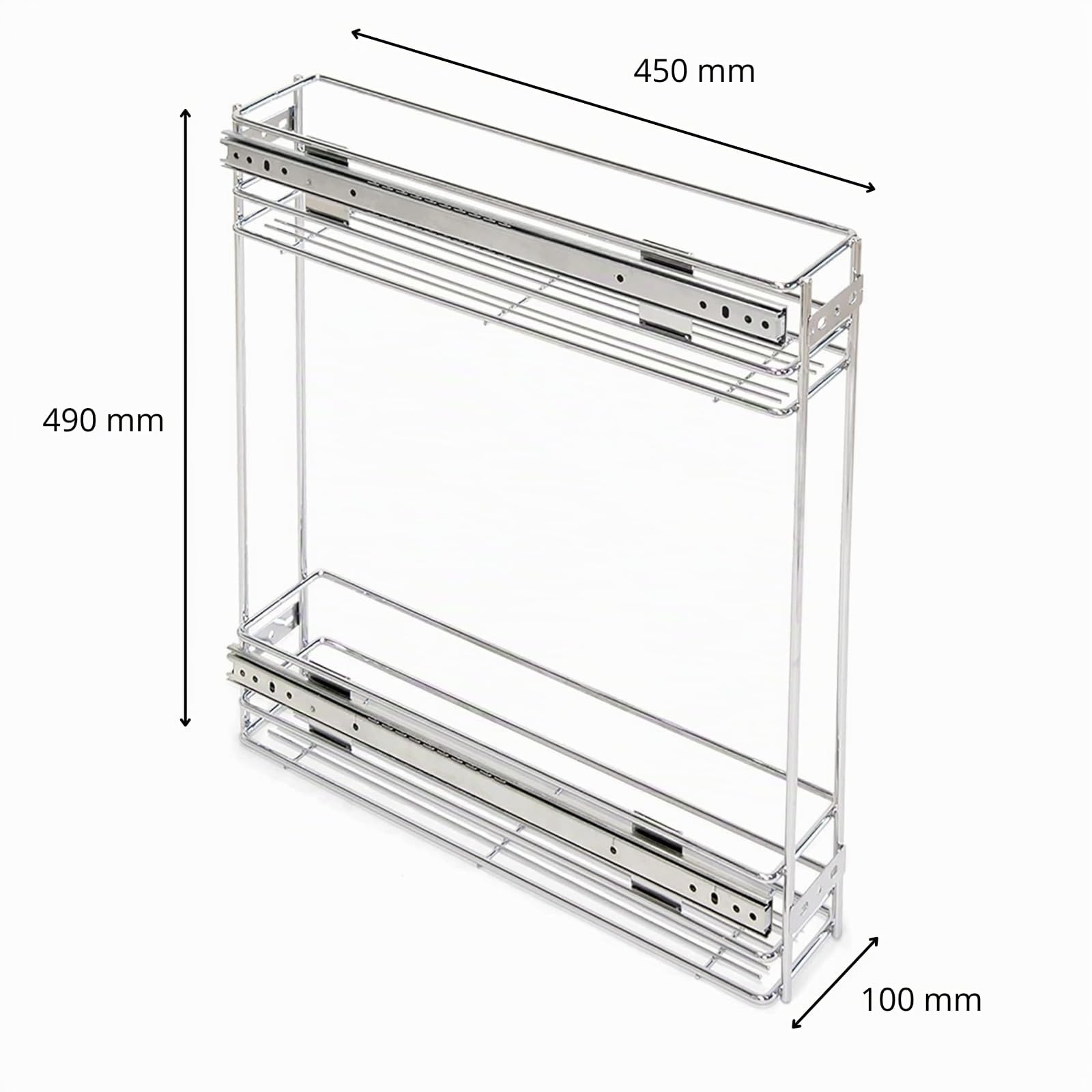 Carrello cestello portabottiglie Estraibile per Mobile di Cucina in Acciaio Cromato - Base mobile - Sistema Ammortizzato Soft - Close