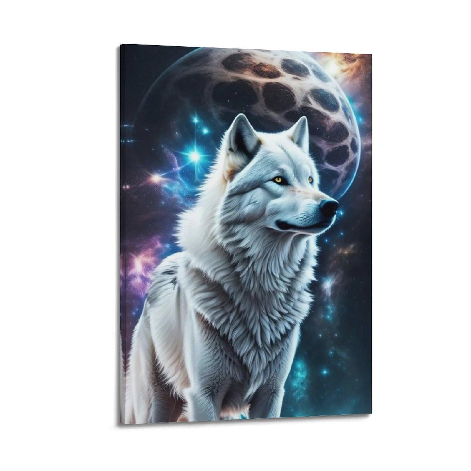 WZKTCL Animal Poster Arctic Wolves in The Universe Poster Decorative Painting Canvas Wall Posters And Art Picture Print Modern Family Bedroom Decor Posters 24x36inch(60x90cm)