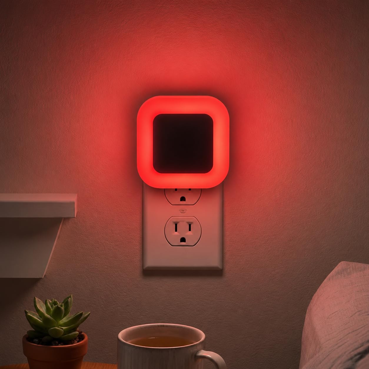 0.5W LED Night Light, Plug-in 2-Pin Compact Socket Lamp for Bedroom, Hallway & Living Room, Energy Efficient Soft Glow, Plug & Play (Red)-image-48