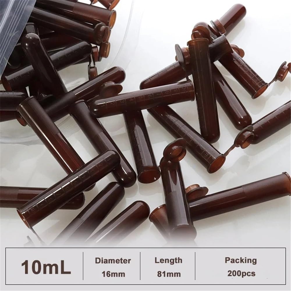 Cristalería de Laboratorio Tubo de centrífuga de plástico marrón de 5 ml, 10 ml y 15 ml con tapa graduada, vial de muestra, equipo de laboratorio(50ml-50Pcs)