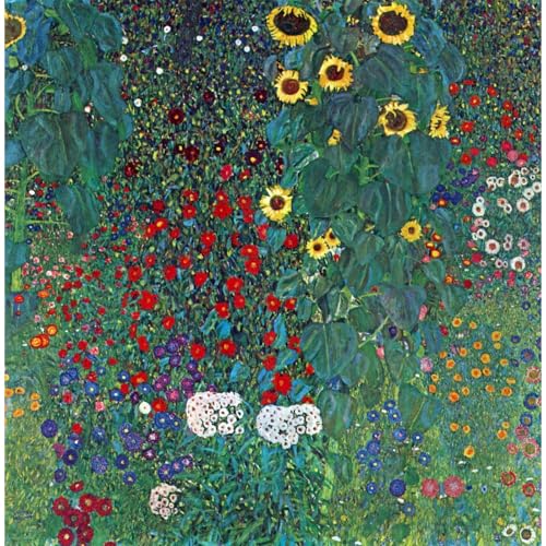 Jardin avec crucifix Klimt impression pour salon élégant