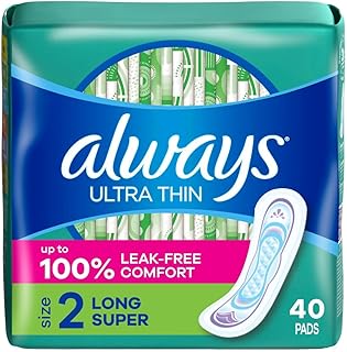 ALWAYS Ultra Thin Size 2 Super Pads Without Wings Unscented, 40 Count