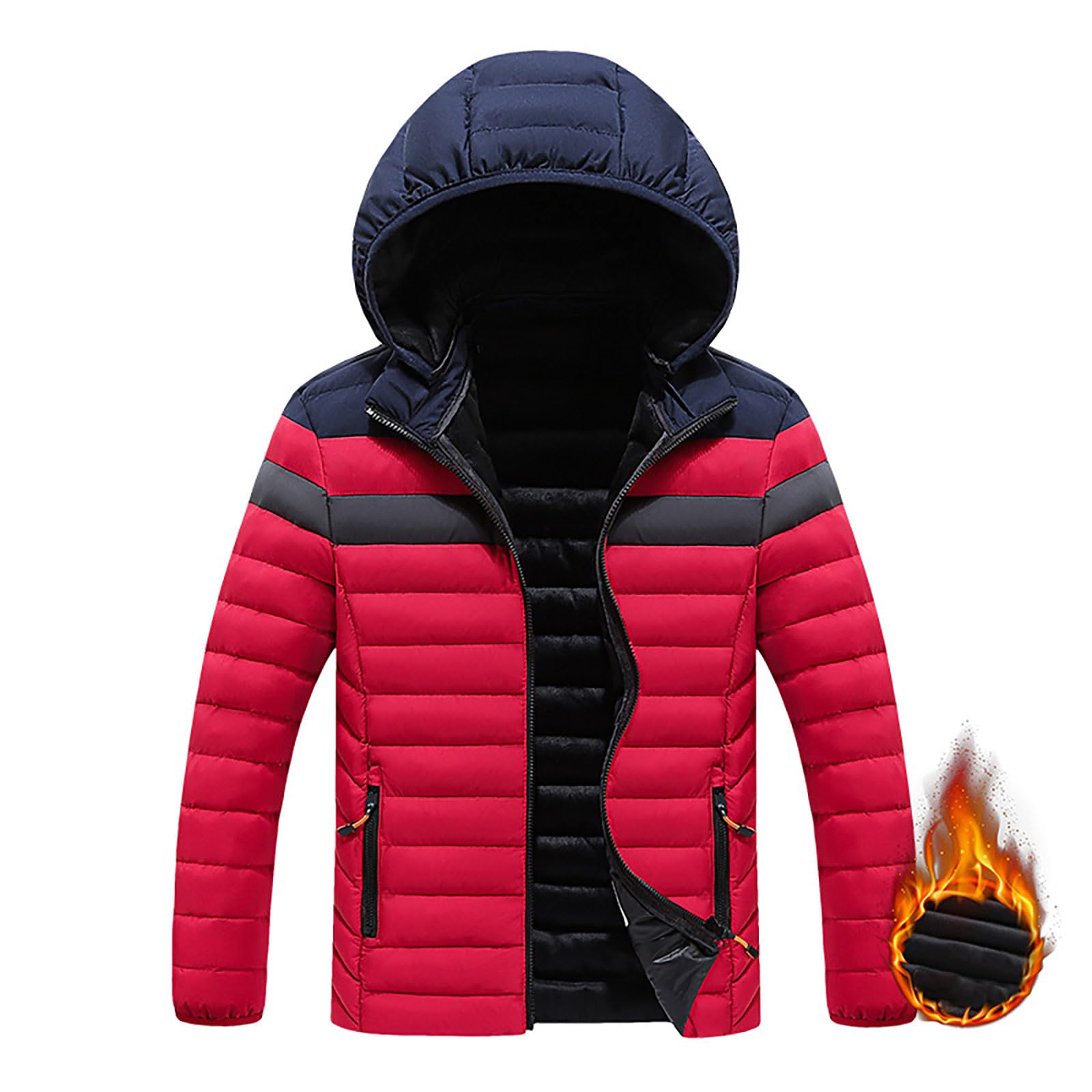 Generisch Abrigo acolchado de invierno cálido e informal con capucha y forro interior suave para