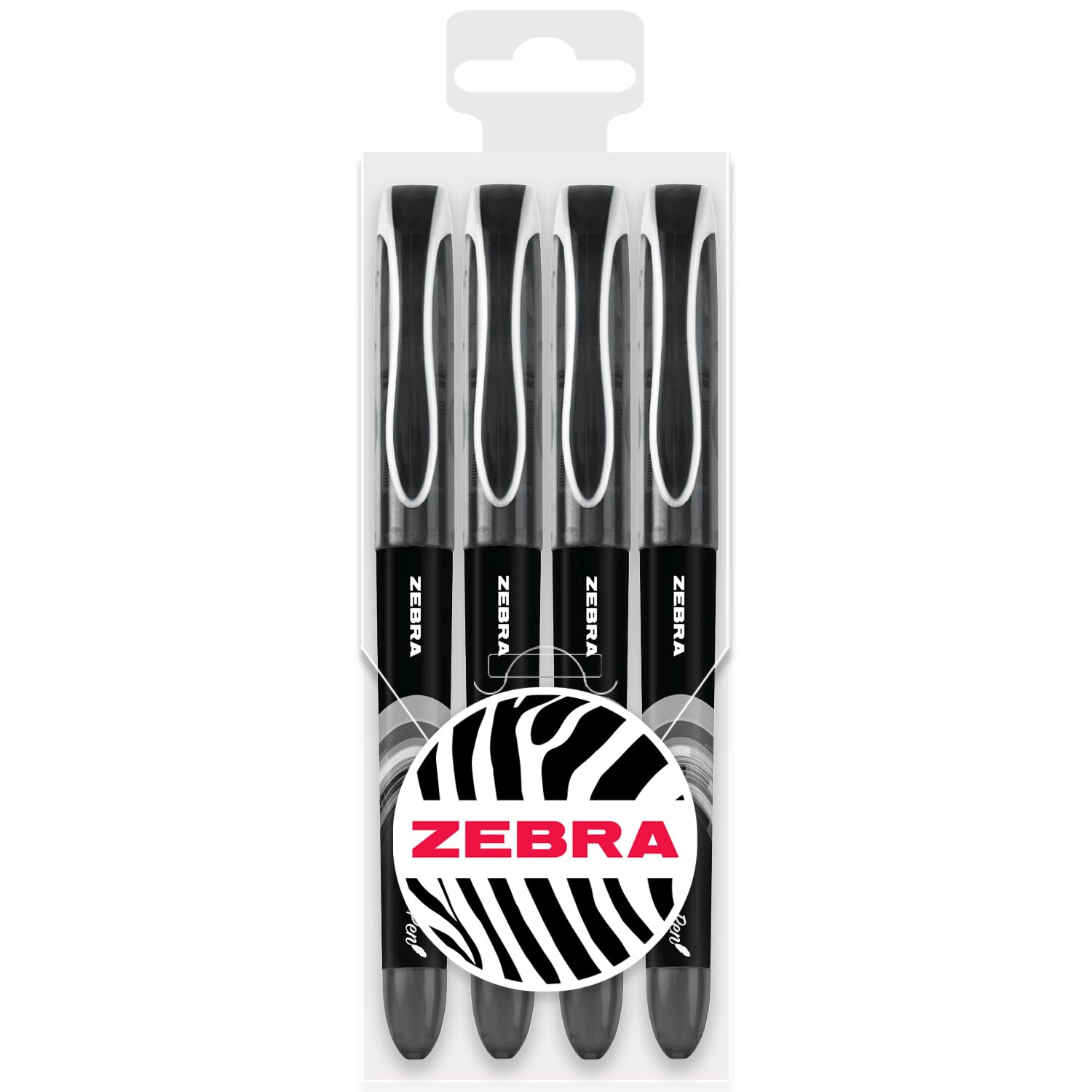 Zebra Fuente - Disposable Fountain Pen - 1.0mm Fine Nib 0.6mm Line Width - Wallet of 4 (Black) - In Envelope Gift Packaging