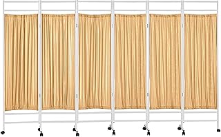 UUYRSZS Mampara de privacidad médica portátil, 3/4/5/6 Paneles, Pared divisoria Temporal para Interiores con Ruedas, para hospitales, clínicas y Salas, Marco de Hierro metálico (Color: Amarillo, Tam