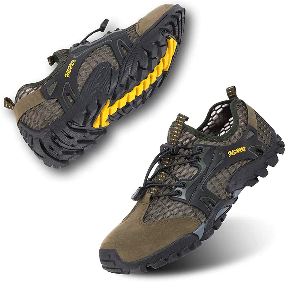 VTASQMen's Hiking Shoes Sports Sandals Outdoor Summer Hiking Sandals Breathable Mesh Trekking Shoes Lightweight Barefoot Shoes Non-Slip Breathable Quick Drying