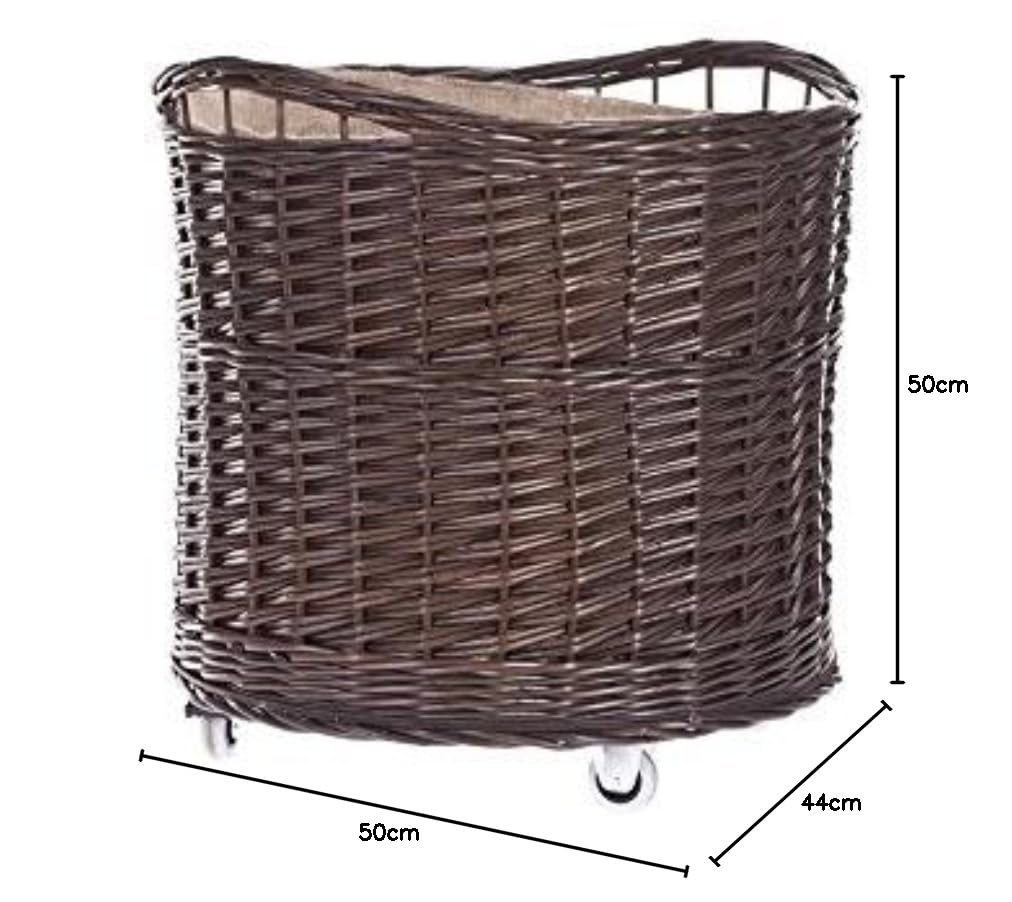 Completa idener Chimenea – Cesta de mimbre, redondo, Roll, Roll cesta para leña, Roll cesta con yute funda