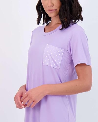 Miniatura 3 de Real Essentials 3 Pack Vestido de camisón de manga corta para mujer Camisa de dormir, pijama, camisa para dormir, ropa de dormir (Disponible en