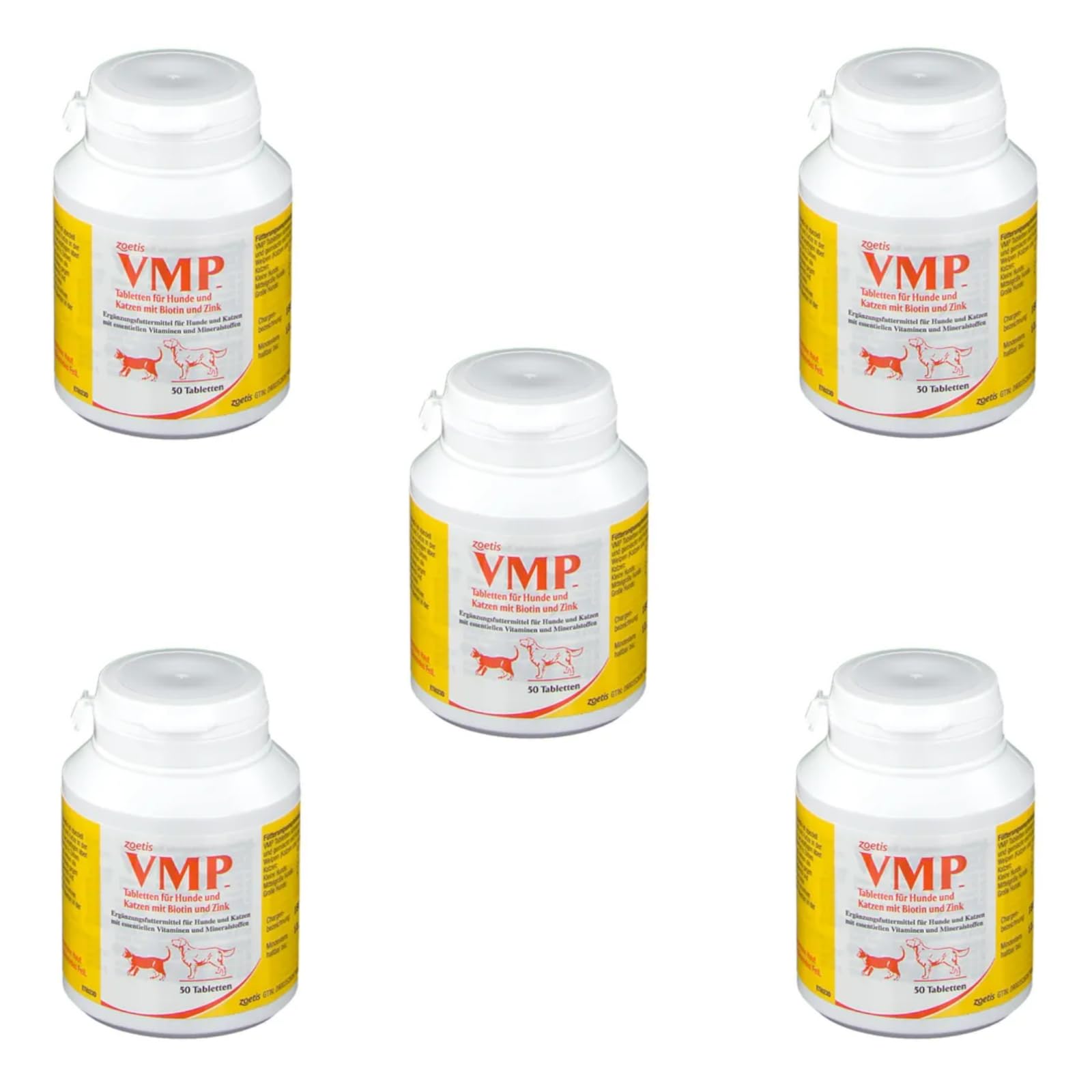 Zoetis VMP Tabletten | 5er Pack | 5 x 50 Tabletten | Für Hunde und Katzen | Ergänzungsfuttermittel mit Proteinen und Mineralstoffen | Für säugende und tragende Muttertiere