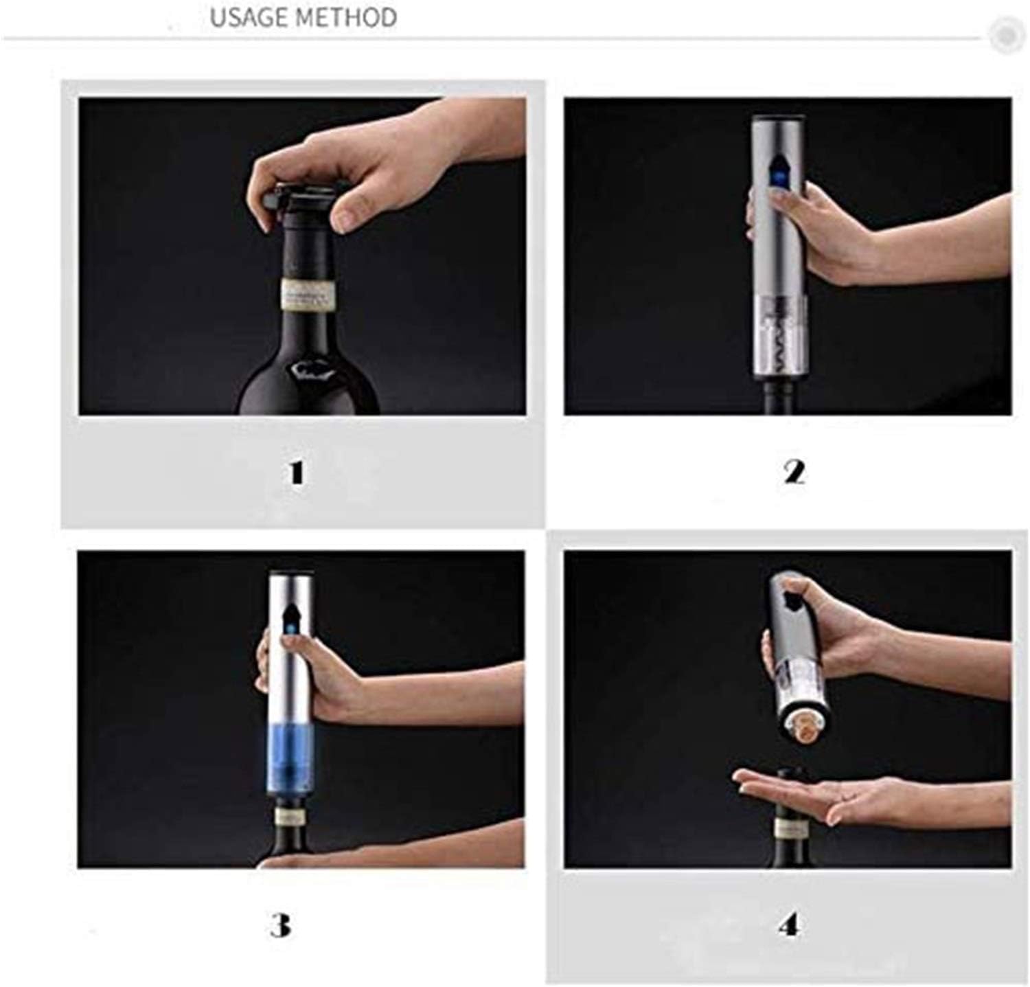 Electric Wine Opener with Foil Cutter Stopper Wine Aerator Pourer, Battery Powered Automatic Wine Corkscrew, One-click Button Electric Corkscrew Rechargeable Wine Bottle Openers with LED light