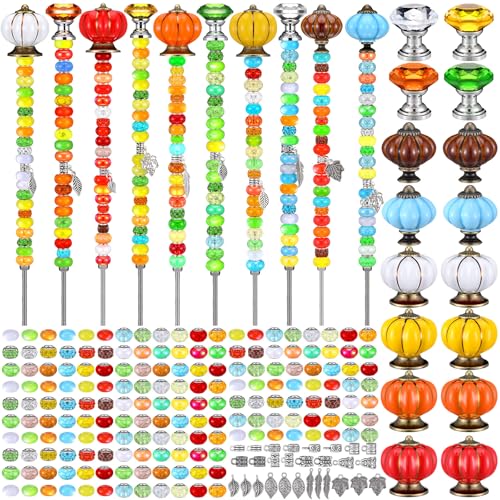Hicarer 338 Pcs Thanksgiving Fall Beaded Garden Stakes DIY Fairy
