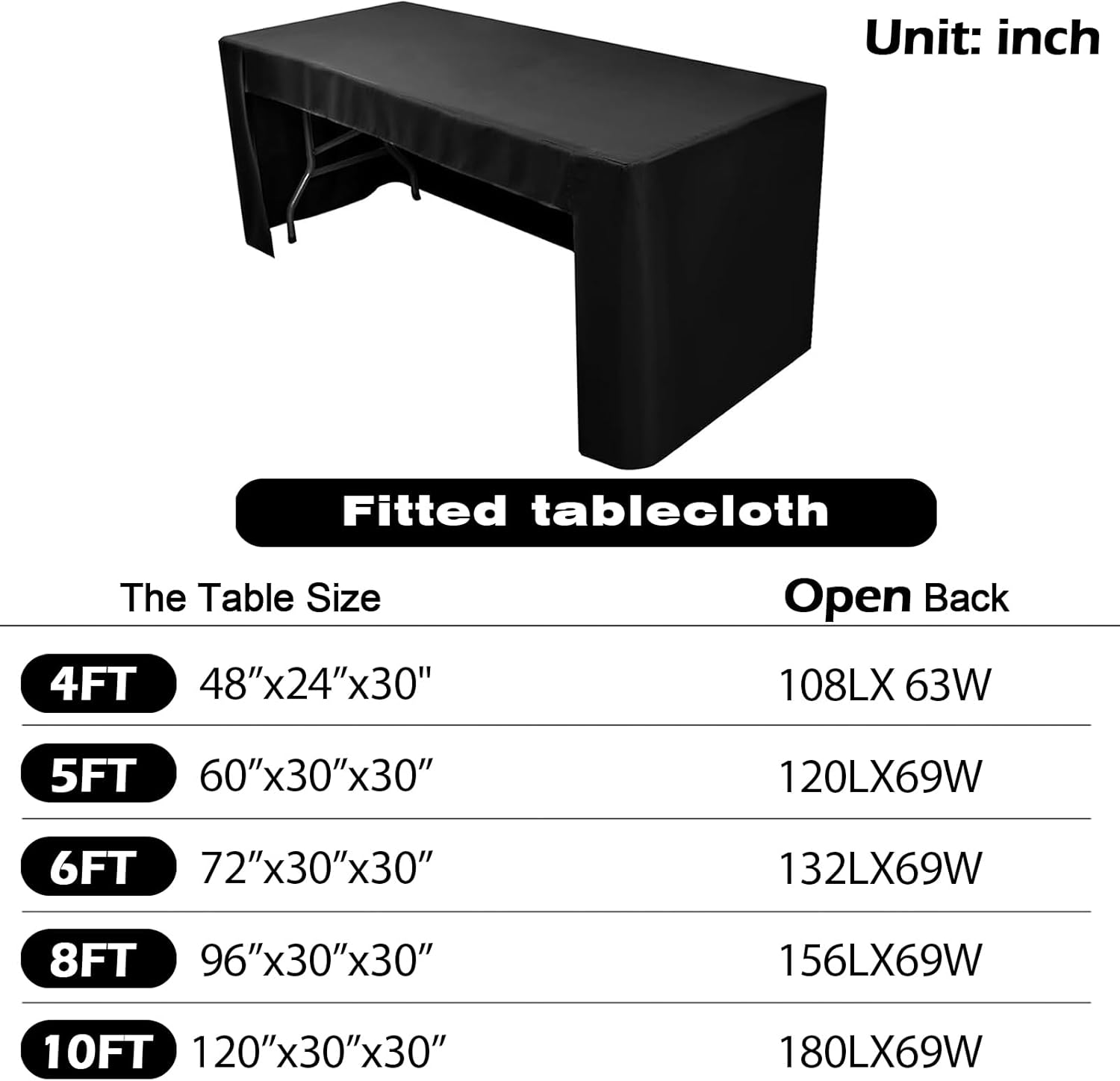 Custom Table Cloth with Logo Text Image Multiple Sizes 4FT 5FT 6 FT 8FT Personalized Tablecloth for Tradeshow Events School Associations Shop Church Club (Fitted Tablecloth, 4FT Back Open)