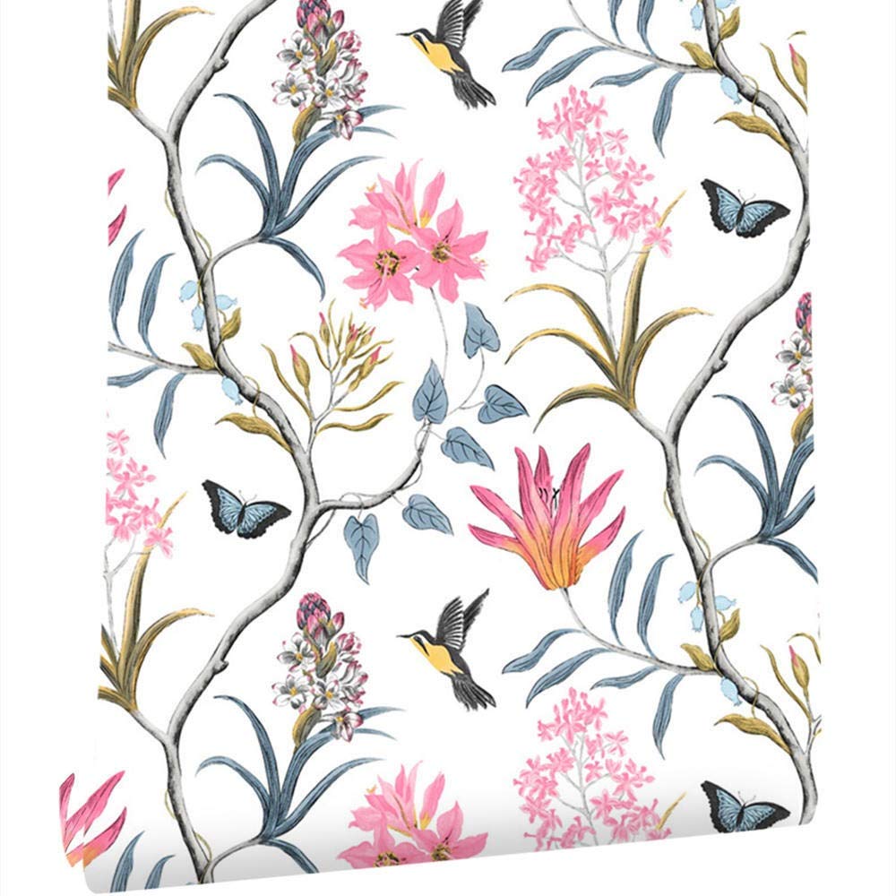 Papier peint intissé autocollant fleur oiseau moderne decoration interieure chambre salle de bain