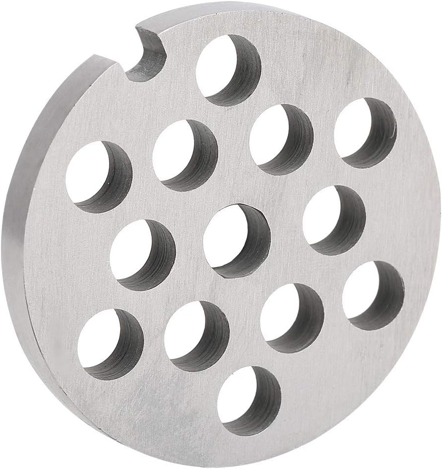 2Pcs #5 Stainless Steel Meat Grinder Plate Disc Blades Replacement Parts with Round Holes Plate Compatible for Meat Grinder (8mm)