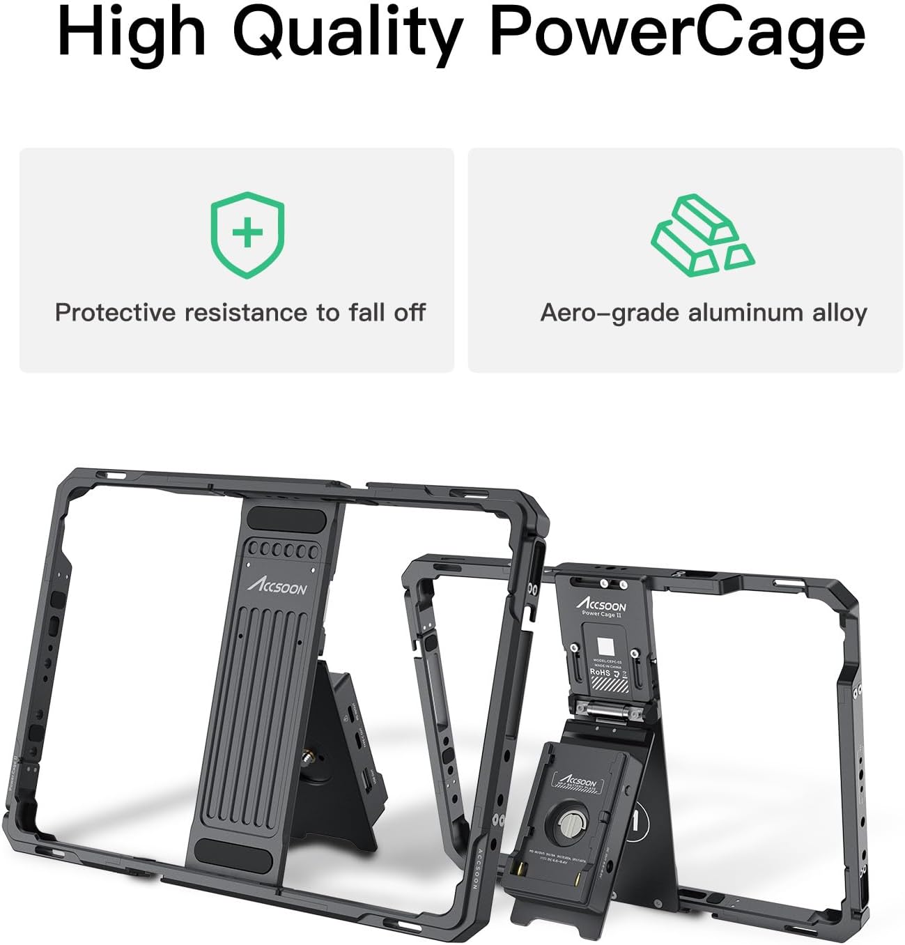Accsoon PowerCage for iPad Pro 9.7inch with NP-F Battery Plate Adapter Keep Pad Charged, Adjustable Protective Case for Monitoring (9.7inch Cage)