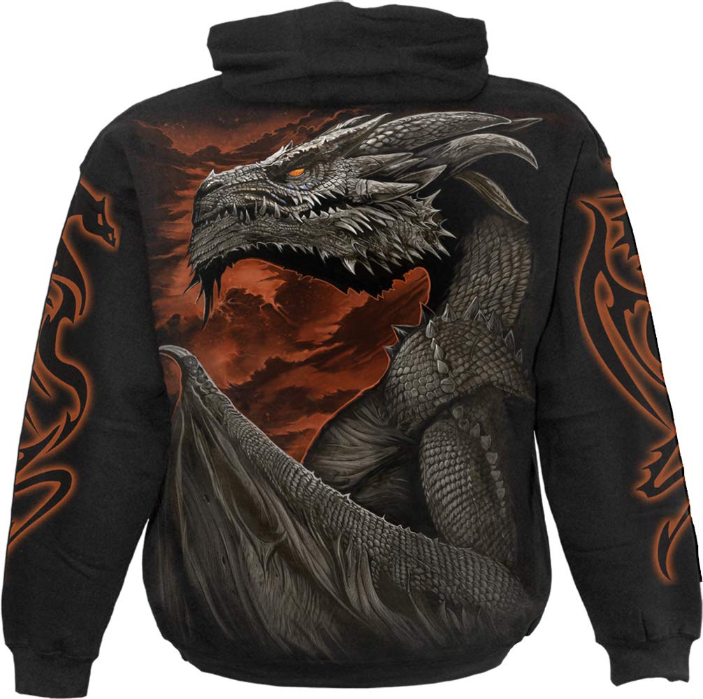 Spiral Wolf Chi Uomo Felpa con Cappuccio Nero 100% Cotone Regular