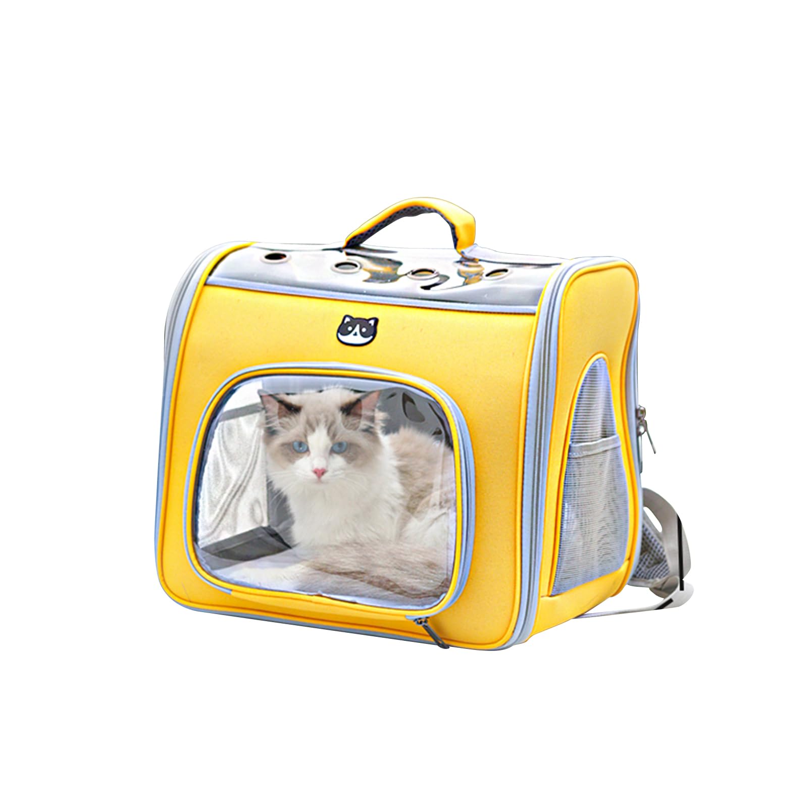 Galatée Mochila para Perros, Bolsa De Viaje para Mascotas con Ventana De Malla, Mochila para Mascotas para Pequeños Perros Medianos y Gatos, Mochila para Senderismo y Uso Al Aire Libre(Amarillo)