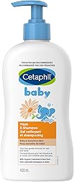 Cetaphil Baby Wash & Shampoo With Organic Calendula - Tear Free - Paraben, Colourant and Mineral Oil Free - 400ml Pump