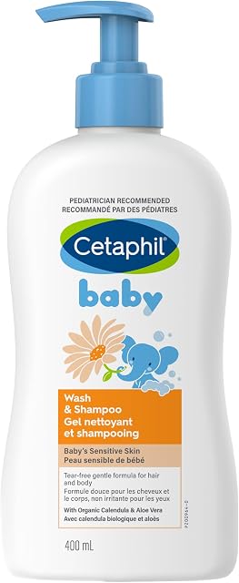 Cetaphil Laver les bébés & Shampooing avec calendule biologique - Sans la déchirure - Sans parabène, colorant et huile minérale - 400ml Pompe