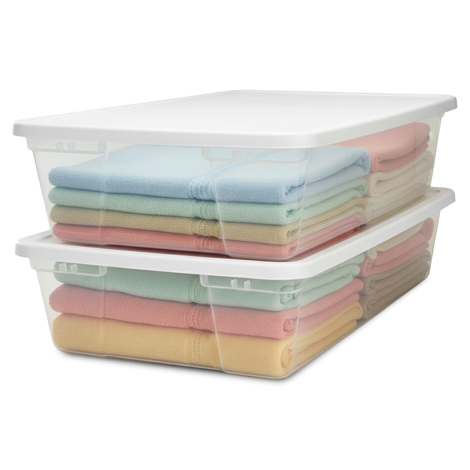 HOMZ Snaplock, Large Clear Plastic Storage Organizer Bins w/Lids, 2 Pack