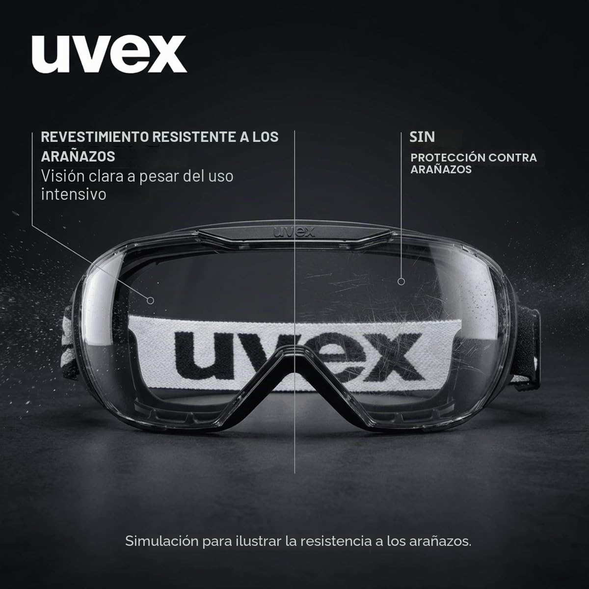 Gafas megasónicas Uvex para gente que usa gafas, sin niebla y resistentes a los arañazos