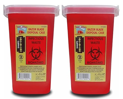 The Shave Factory Dispensador de hojas de afeitar, contenedor para objetos punzantes, contenedor de eliminación de agujas, 5.9x3.1x3.1 in, plástico,