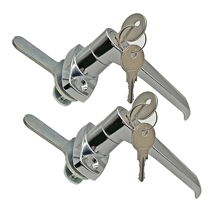 2 Sets Purocean Level Handle Cam Lock,L-Type Locking Door Handle,Cabinet Handle Lock