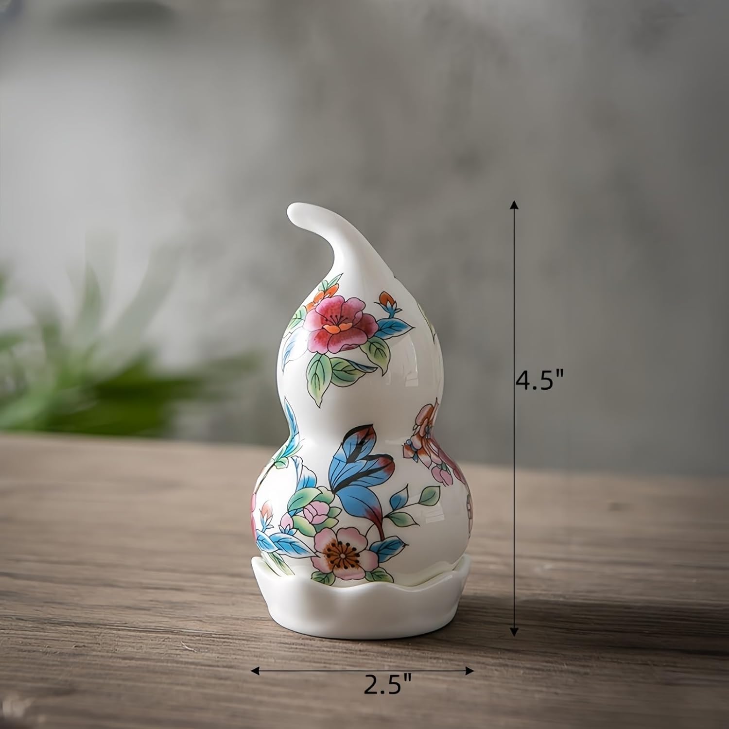 Ceramic hand-painted flower Toothpick Holder with Lid, elegant gourd toothpick dispenser, Waterproof Toothpick Case, Decorative Toothpick Box, Needle Cotton Swab Storage Organizer Container(Butterfly)