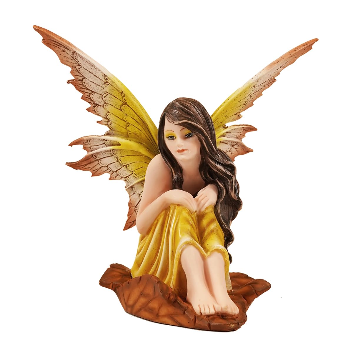 Figura Hada Sentada Resina 13x12,5x13,5 cm Decorativa