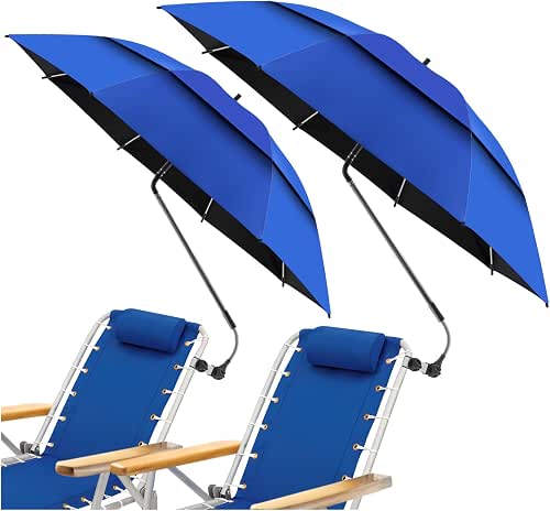 2 Pack 48.6" Double Canopy Beach Umbrella with Clamp, UPF50+
