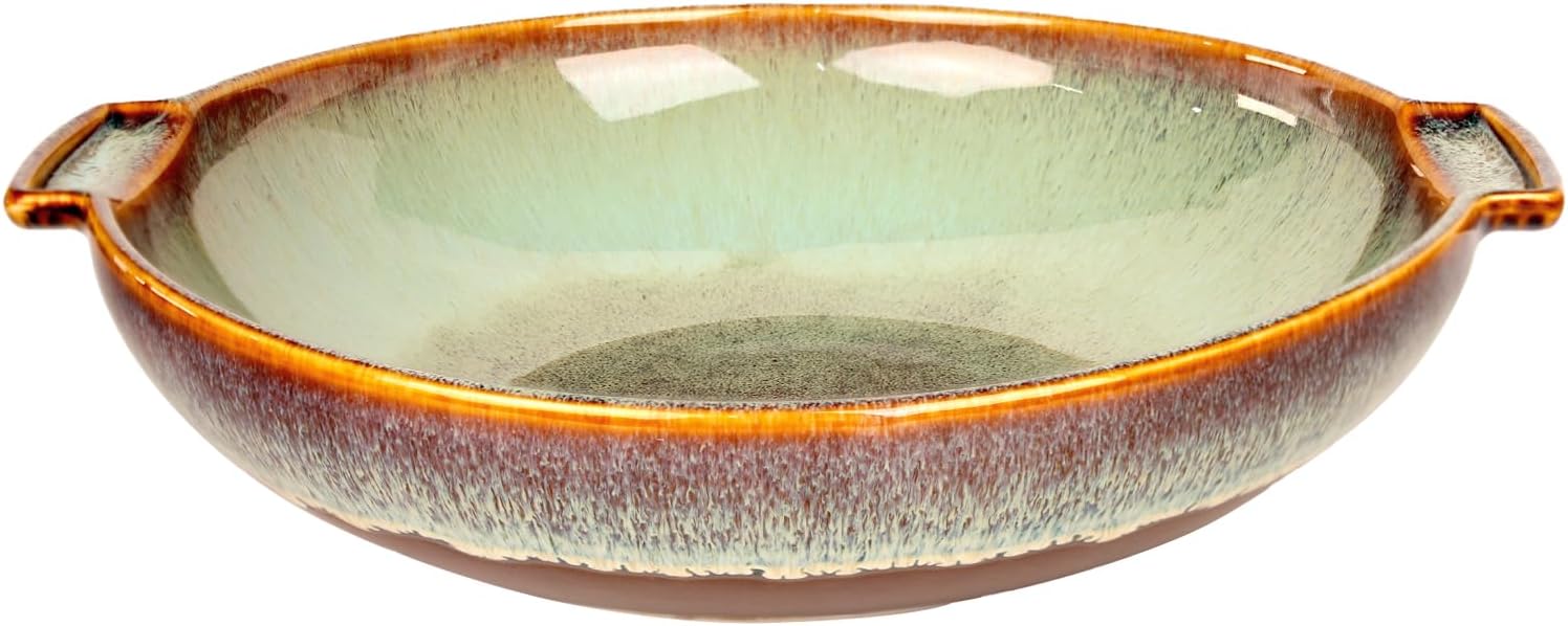 Round Casserole Dish Set of 2, 1.6 Qt Ceramic Au gratin Baking Dish, Baking Pan with Handles or for mixing, salad, pasta bowl, Best gift for those who love baking, Microwave, Oven safe