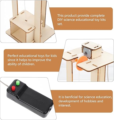 Miniatura 5 de Elevador de madera para niños Juguete elevador Conjunto de elevador DIY Ascensores Modelo de Ascensor Kit de fabricación de manualidades DIY Kit de