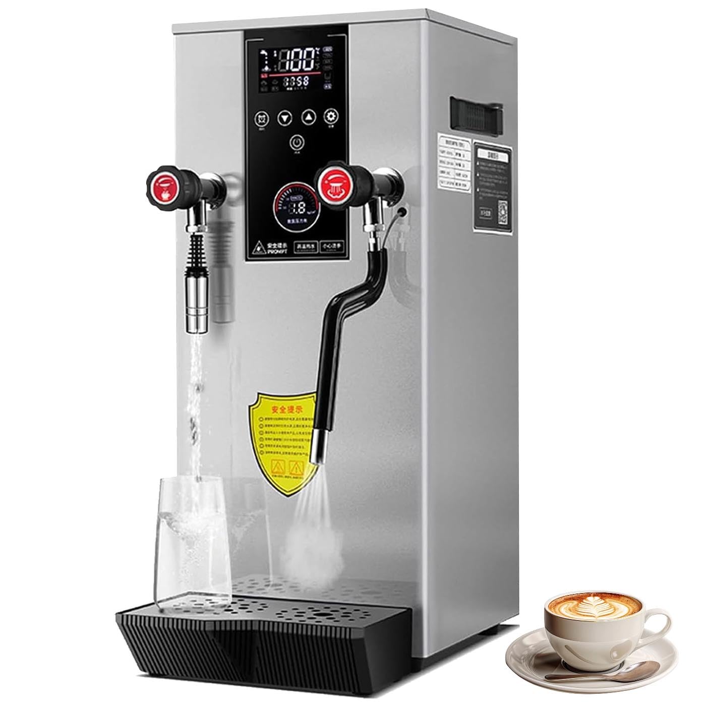 Mousseur à Lait Vapeur Professionnel 2500 W, 12 L, entièrement Automatique, avec minuteur et écran LCD, pour Cappuccino et Latte.