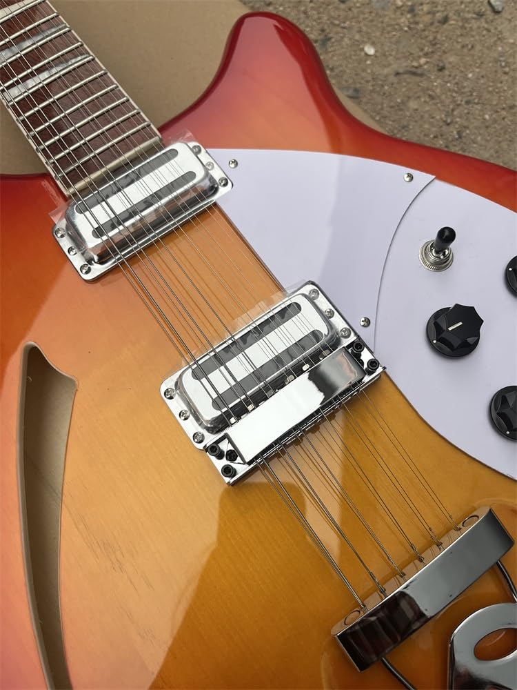 Guitare électrique personnalisée à 12 cordes, guitare, couleur sunburst, touche en palissandre