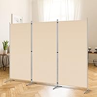 Vista 1 de RANTILA 3 Panel Room Divider, 6 Ft Tall Folding Privacy Screen Freestanding Room Partition Wall Dividers, 102''W x 20''D x 71''H, Beige